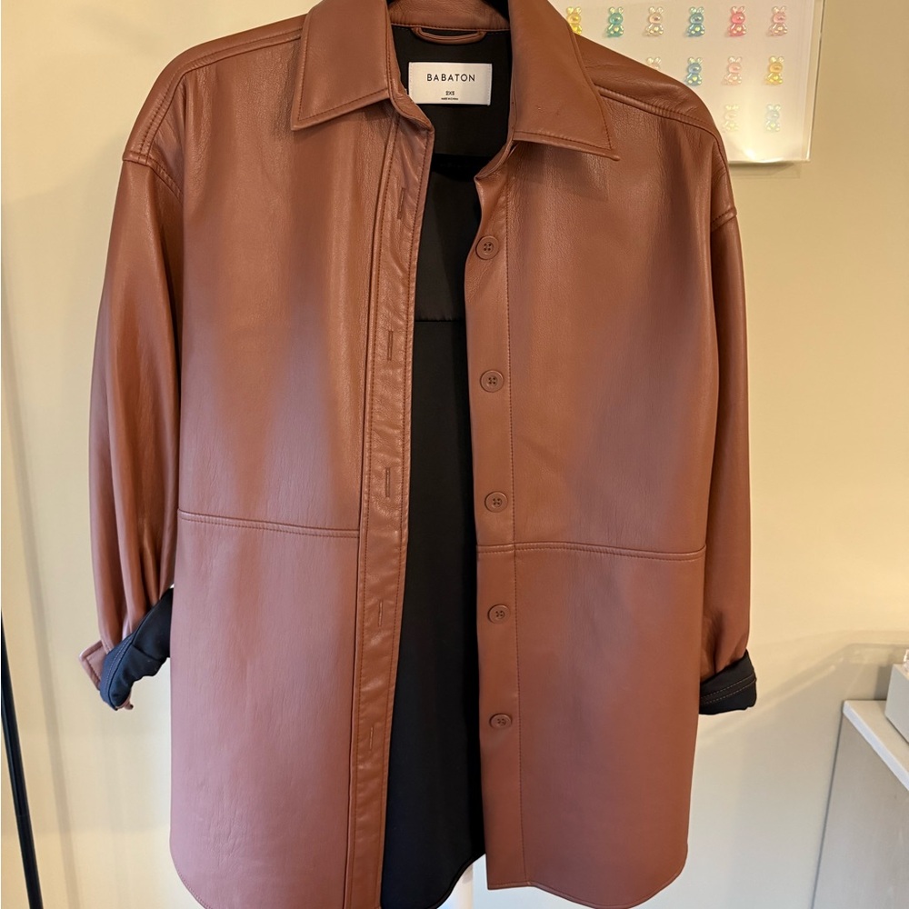 Aritzia Babaton Brown Leather Jacket